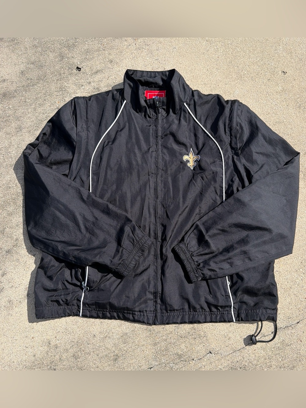 NFL New  Orleans Saints Windbreaker Jacket with Gold Fleur-de-lis Accent
